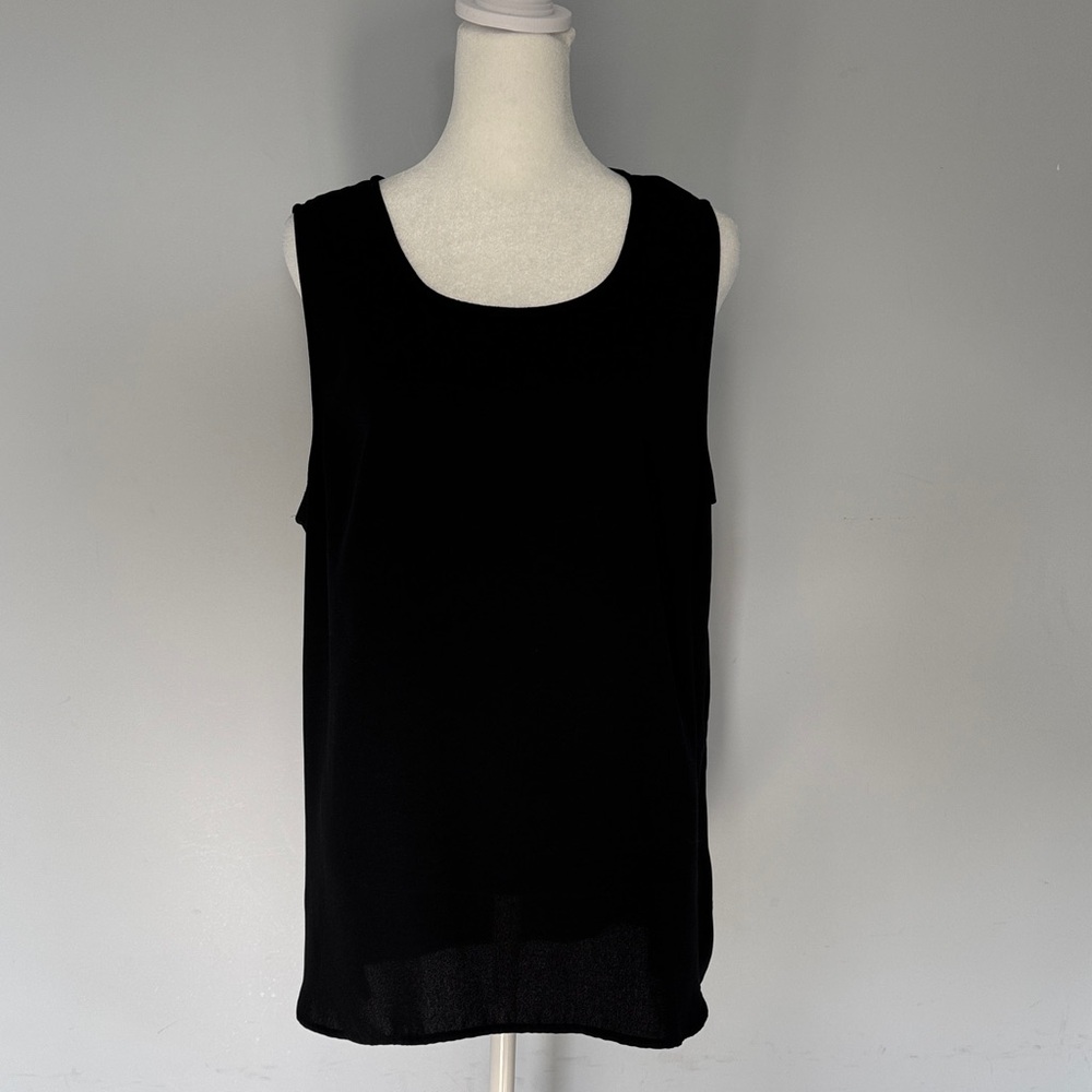 Halogen Black Sleeveless Scoop Neck Shell Blouse Capsule Wardrobe Business Work